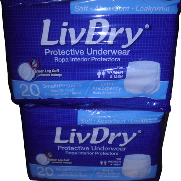 LivDry Adult Incontinence Underwear, SM, 40-Pack, Extra Absorbency Adult Diapers - Picture 1 of 8